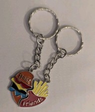 Best Friends Burger & Fries Enamel 2 Piece Split Keyring Bag Tag Charm
