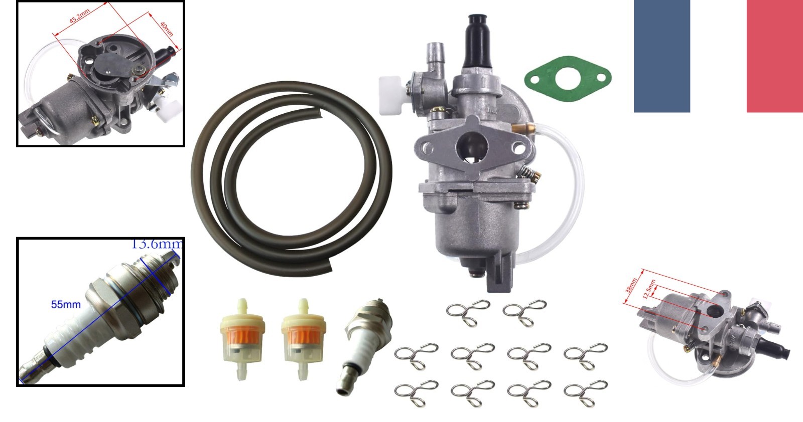 Carburateur PZ13 13mm en Aluminium pour Mini Quad et ATV 50cc - Kit de Remplacement Complet