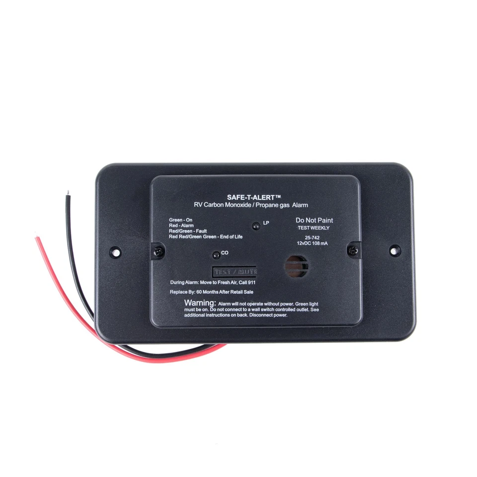 Safe T Alert 25-742-BL Dual LP/CO Alarm – Flush Mount Black RV Detector - Image 2 of 3