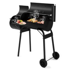 Holzkohlegrill Barbecue Smoker Grillwagen 2 Kammern Standgrill mit Räder DE