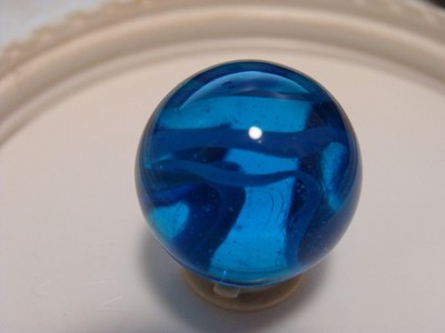 Vintage Marbles Rare Vitro Agate Windex 6 Vane Cats Eye 7/8 Beautiful Blue Mint