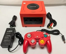 Nintendo GameCube RED-ORANGE Housing Gaming Console DOL-001 System Bundle NGC