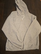 Vintage 90s Hanes Activewear Blank Hoodie Gray Sweatshirt Mens Large Made In USA