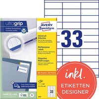 Avery Zweckform Etiketten 3421 Weiß 70,0 X 25,4 Mm, 100 Blatt