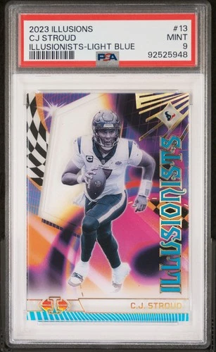 2023 PANINI ILLUSIONS ILLUSIONISTS LIGHT BLUE #13 CJ STROUD ROOKIE 297/299 PSA 9