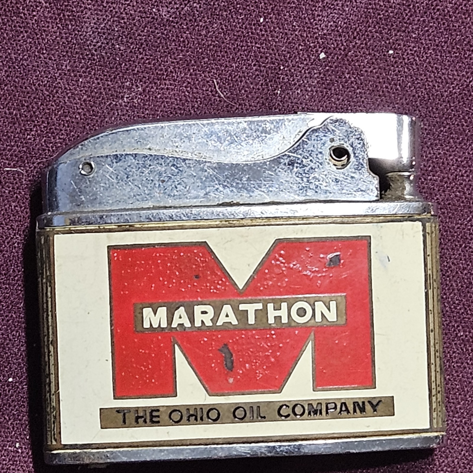 VINTAGE DUNDEE MARATHON GAS & OIL SERVICE OHIO OIL Co. FLAT ADVERTISING LIGHTER 