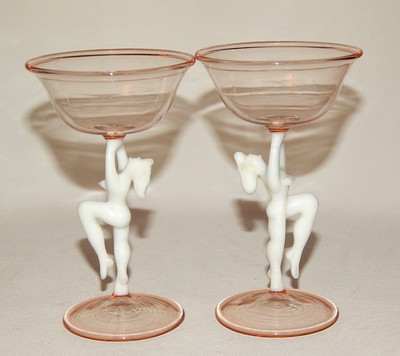 2 Likörgläser Lauscha / Bimini  Aktfiguren 10,8 cm