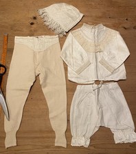 Original antike Kleinkind Unterw&auml;sche Unterhose Hemdchen M&uuml;tze