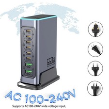 660W GaN Multi USB Charger Type C PD Fast Charging Station For iPhone 16 Laptop