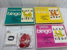 3 Math Bingo Games Addition Subtraction Multiplication 1970's Classroom 36 Cards