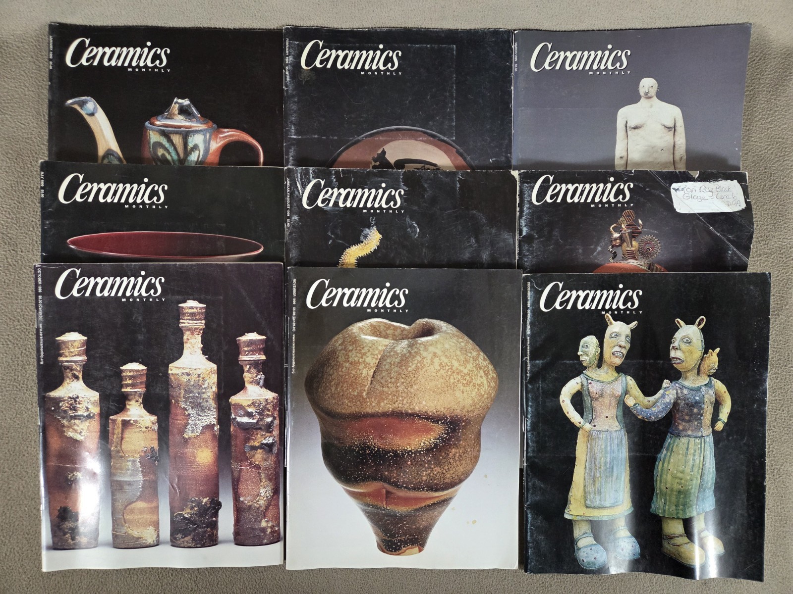 1999 Ceramics Monthly Magazine Missing April (Lot of 9)