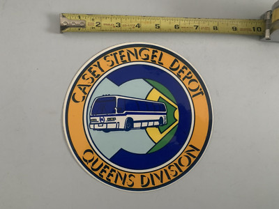 7 1/2'' D NY TRANSIT NYC BUS CASEY STENGEL DEPOT QUEENS DIVISION NOS VINYL DECAL