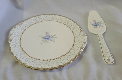 Nikko Fine Bone China ''Blue Prose'' Japan Plate and Spoon (Pre-Owned)