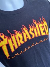 Thrasher Skate Mag Fire Logo Black T-Shirt X Small Adult Or Youth XL