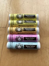 NEW Moon Valley Organics LIP BALMs 5 Total BEESWAX FLAVOR ASSORTMENT