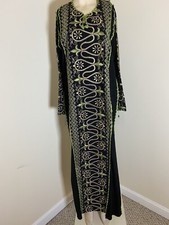 Embroidered Thobe Abaya Traditional Palestinian ARABIAN Thob caftan Dress Green