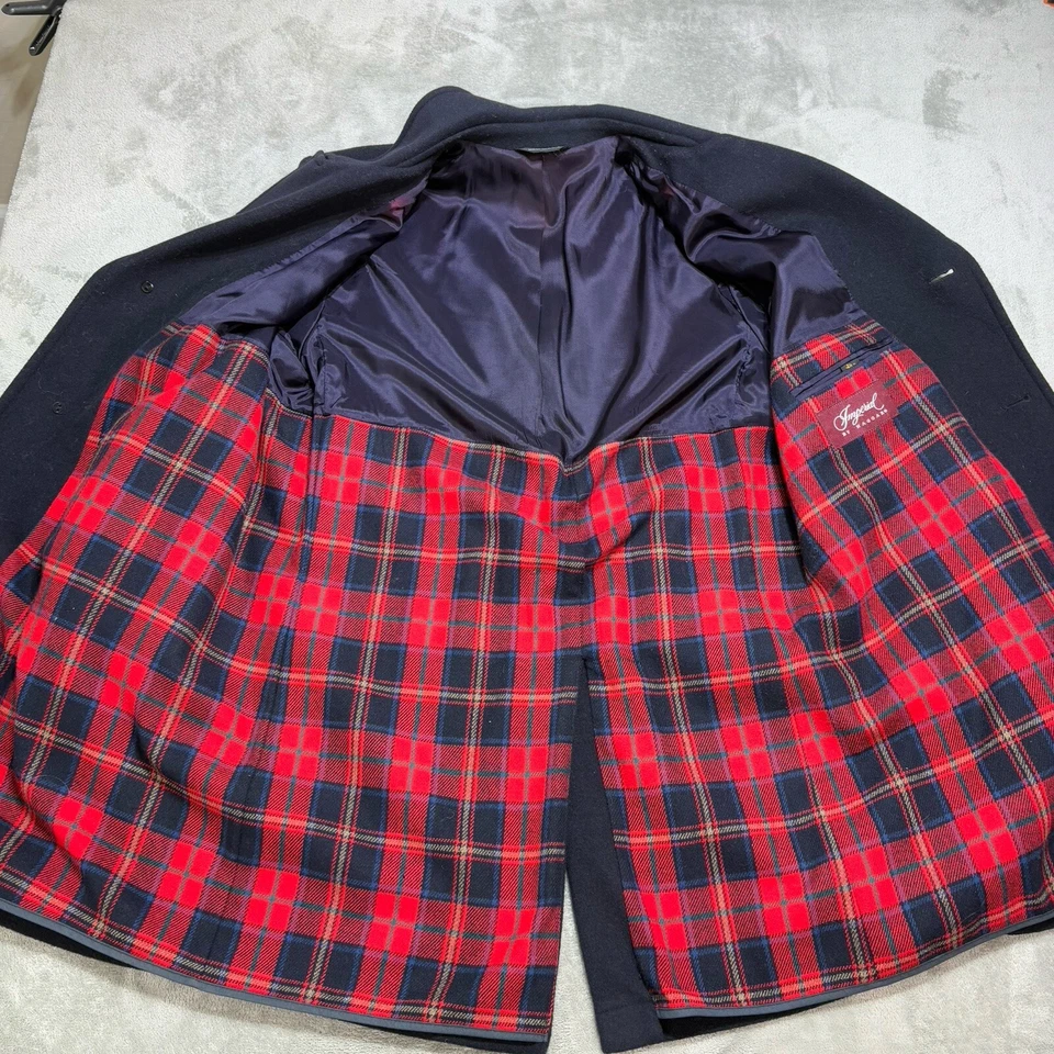 Abrigo de Colección Imperial por HAGGAR Lana Chaquetón Para Hombres 44R Azul Marino Hecho en EE. UU. Foto 4 de 4