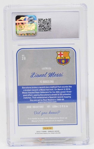 Lionel Messi Purple Soccer Card Panini Donruss 2016 - 2017 29 CGC 10 - Picture 2 of 2