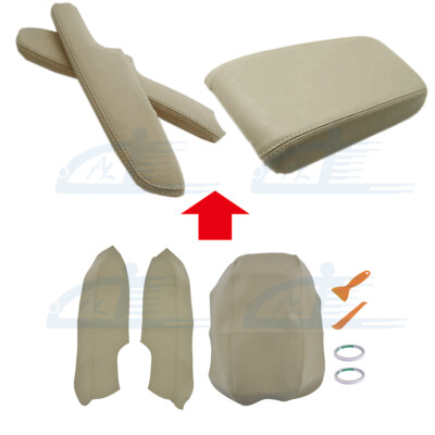 Center Console&Front Door Armrest Cover Leather fr Honda Civic Sedan 06-11 Beige