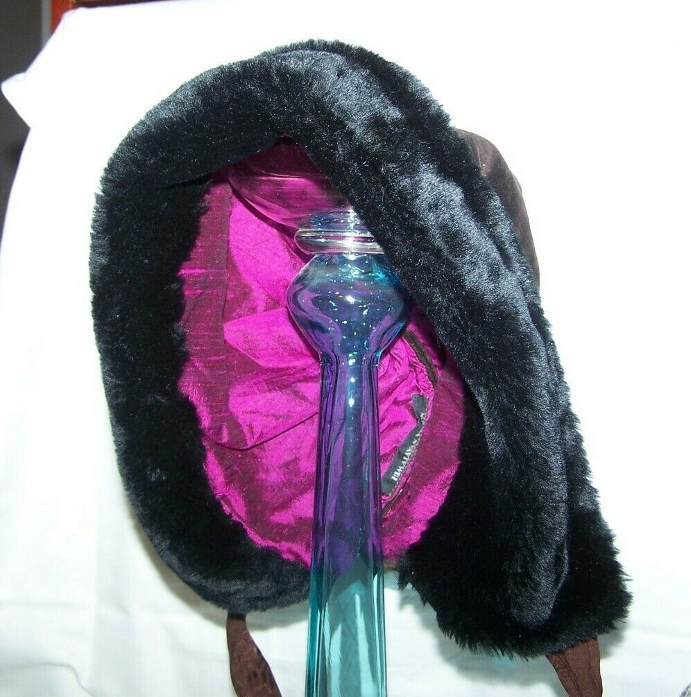 Vintage Himalayan Vision Bonnet Style Hat Brown Velveteen  display picture 1