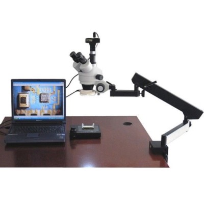 AmScope 3.5X-90X Articulating Stereo Microscope + 54-LED + 8MP Camera