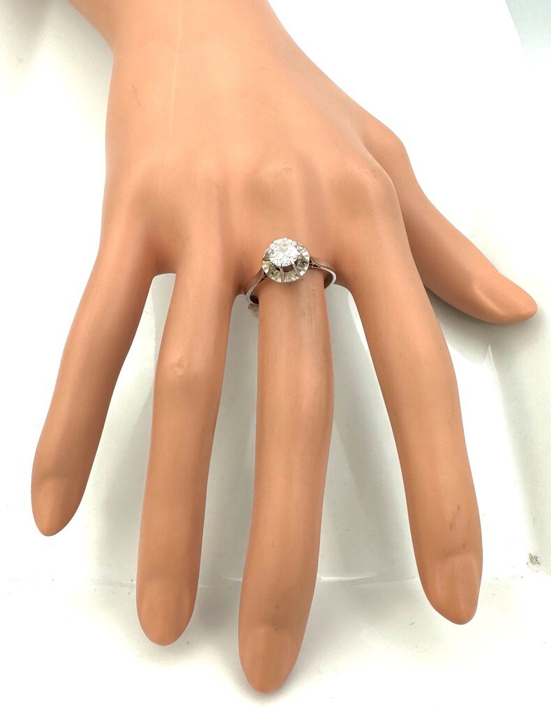 Bague Or 18k Solitaire Diamant 0,75 Carat – Taille 56 – Occasion Bon État