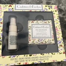 2pc Crabtree Evelyn SUMMER HILL Body Mist Triple-Milled Soap GIFT SET New