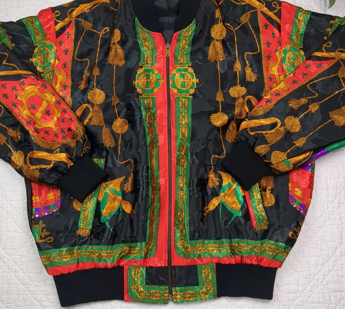 ジャケット・アウター 1980s eddiebauer reversible bomberjacket VTG Satin Reversible Bomber Jacket 80's Size L Shoulder Pads | eBay