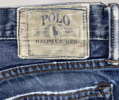 Polo Jeans Ralph Lauren Mens 35 x 30 (37x29) Blue Slim Straight 
