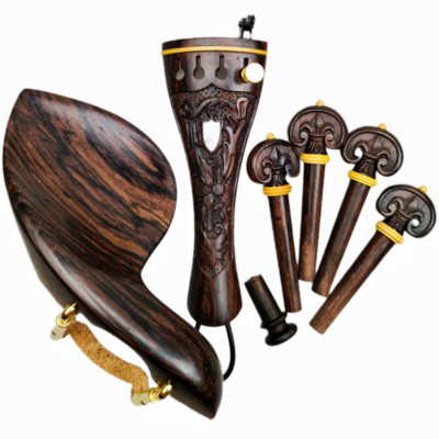 Rosewood Violin Accessories outfit, Fiddle Fittings Carved Violin Tailpiece peg