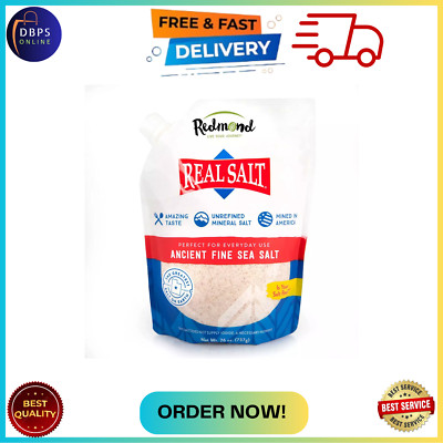 REDMOND Real Sea Salt Natural Unrefined Gluten Free Fine, 26 Ounce Pouch 1 Pack