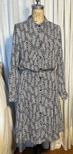 Who What Wear Womens Blk White L Sleeve Fit Flare Shirtdress Sz M NWT