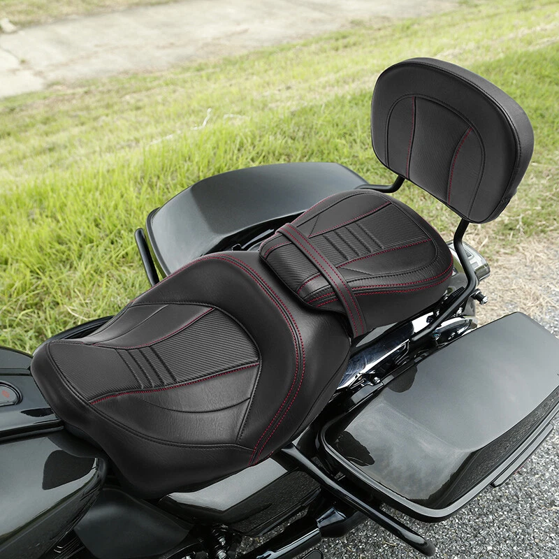 Asiento de conductor pasajero con respaldo apto para Harley Touring Road King FLHR 09-23 EE. UU. Foto 4 de 4