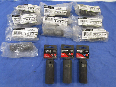 Lot of 13 1/2'' Drive Deep Impact Sockets Brand New! 17mm 19mm 21mm 7/8''