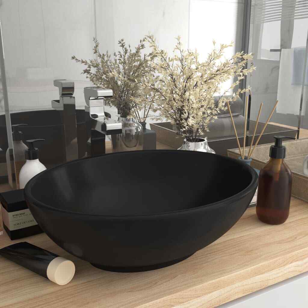 Vasque de luxe ovale noir mat 40x33 cm pour créer une suite parentale