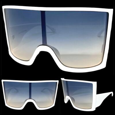 SPEXX Eyewear Retro Modern Shield Party Raver Sonnenbrille XXL Weiß
