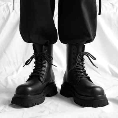 Scarpe Uomo Stivali per Festival Techno Dark con Rave Gothic Emo Pride CSD  Punk