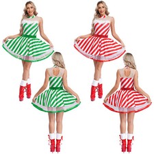 Women Tutu Dance Dress Figure Skating Dresses Christmas Dress Candy Cane Costume