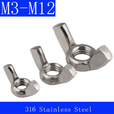 M3 M4 M5 M6 M12 316 STAINLESS STEEL Castellated Thumb Wings NUT Wingnuts DIN315