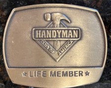 Vintage 1996 Handyman Club Of America Life Member Brass Color Belt Buckle