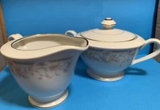 VTG Cream and Sugar W/Lid Fine Porcelain China USS Claridge Japan Grannycore