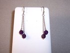 Sterling silver 6mm faceted 4 round purple amethyst dangle earrings hook — photo 6