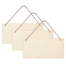 3pcs Unfinished Wood Sign Blank Rectangle Hanging Wooden Plaque DIY Craft Pro...