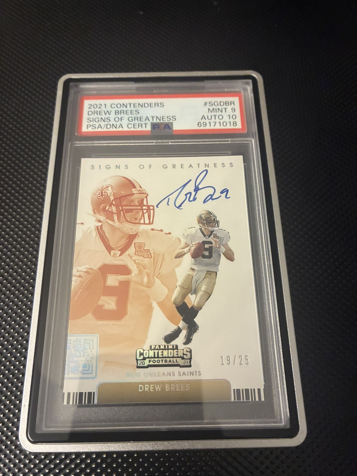 2021 PANINI CONTENDERS #SGDBR #19/25 DREW BREES AUTO PSA 9 AUTO 10