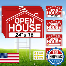 8 Pcs Open House Signs for Real Estate, 4 Pcs 24" x 16" and 4 Pcs 17" x 12" Open