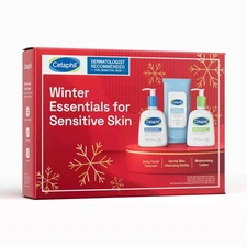 Cetaphil Winter Essentials For Sensitive Skin Care Set - Cleanser/Cloths/Lotion