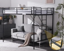 Loft Bed Full Size with Flat Rungs for Adults, Kids and Young Teens, No Box Spri
