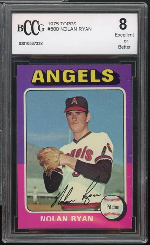 1975 Topps #500 Nolan Ryan Card BGS BCCG 8 Excellent+