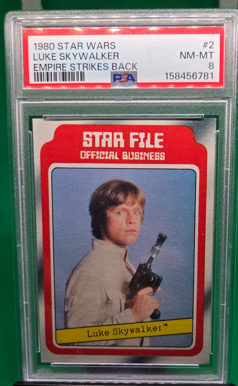 1980 Topps Star Wars: The Empire Strikes Back Luke Skywalker Star File #2 PSA 8 view 3