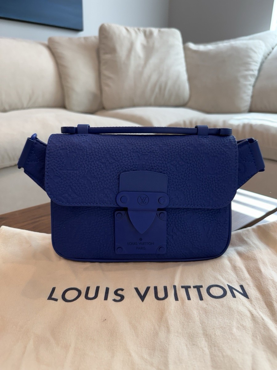 Louis Vuitton Blue Monogram S Lock Sling Bag Adjustable Strap Dust